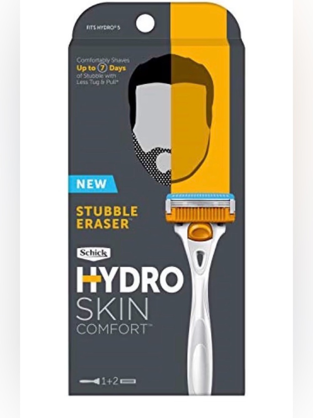 Schick Hydro Skin Comfort Stubble Eraser Razor - Yellow/Silver 3 Pack -New